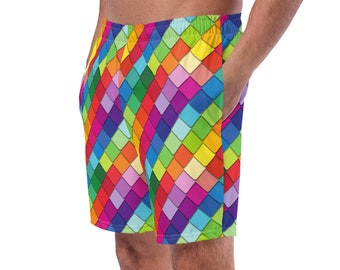 Gay Pride Men's Swim Trunks, Rainbow Mens Swimwear, Swim Briefs, Bathing Suit, Men’s Shorts, Activewear, Surfing Shorts, Gay Gift For Him
