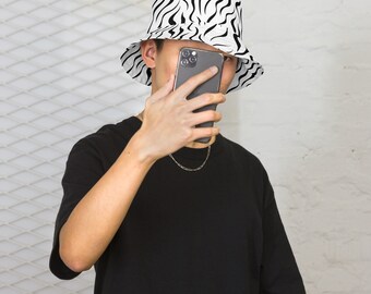 New Lack Of Color Monochrome Cotton Zebra Print Bucket Hat Lack of Color Wave Bucket in Zebra | REVOLVE main image 3