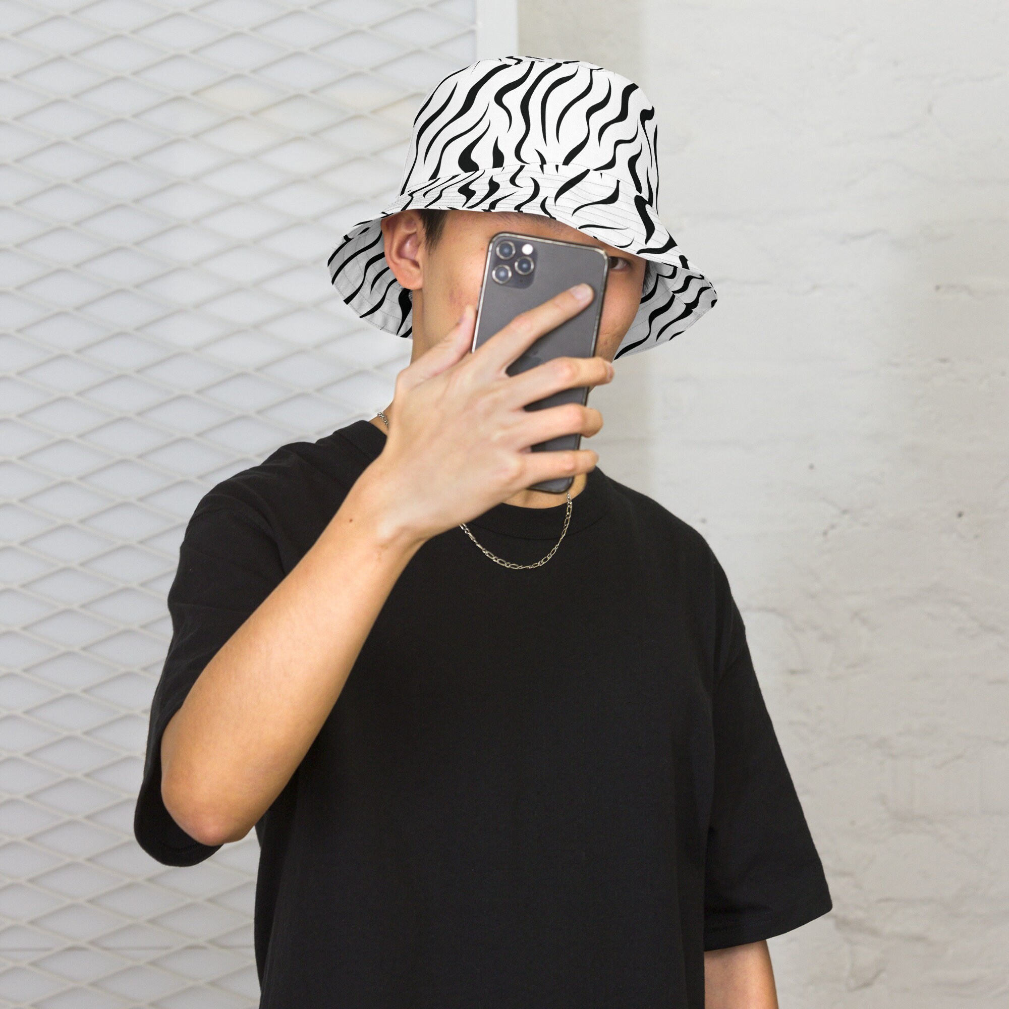 Fashion zebra-stripe Bucket Hats Zebra Stripes Printed Reversible Bucket Hat, Casual Summer  main image 3