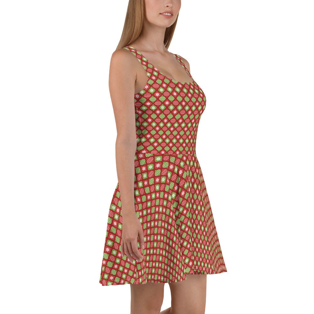 ladies christmas skater dress Ladies Christmas Print Short Sleeves Swing Skater Dress Xmas Evening Party Dress