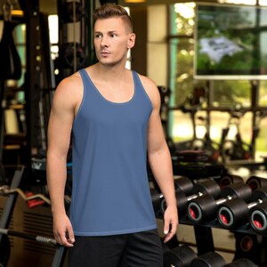 Solid Kashmir Blue Men&#39;s Tank Top, Gym Workout Fitness Sleeveless Tank Top Shirt, Bodybuilding Training Tank, Summer Top, Boyfriend Gifts