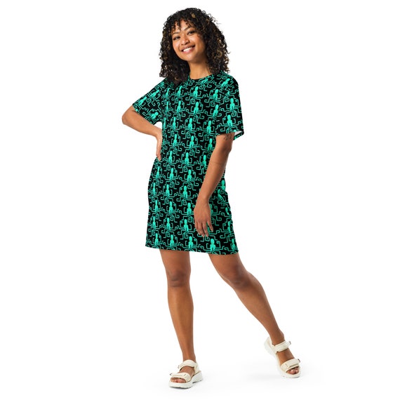 nautical t shirt dress Octopus T-shirt Dress Women, Casual Aesthetic Dress, Nautical Rave Outfit, Short Sleeve, Octopus Lover Gift, all over Print, Beach Dress