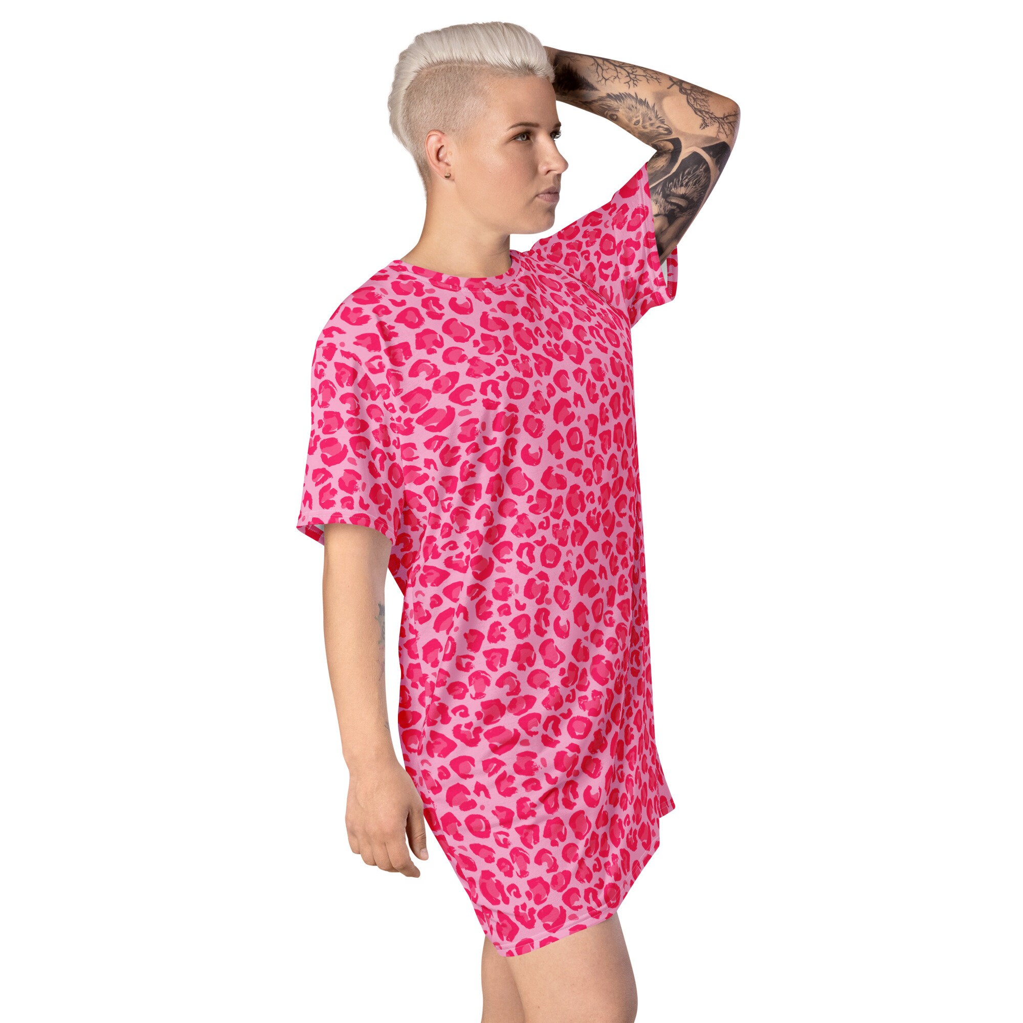 pink leopard print shirt dress Lazy Oaf Pink Leopard Shirt Dress