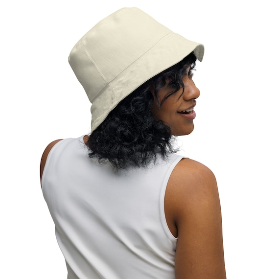 Solid Beige Reversible Bucket Hat, Summer Fashion Hat 