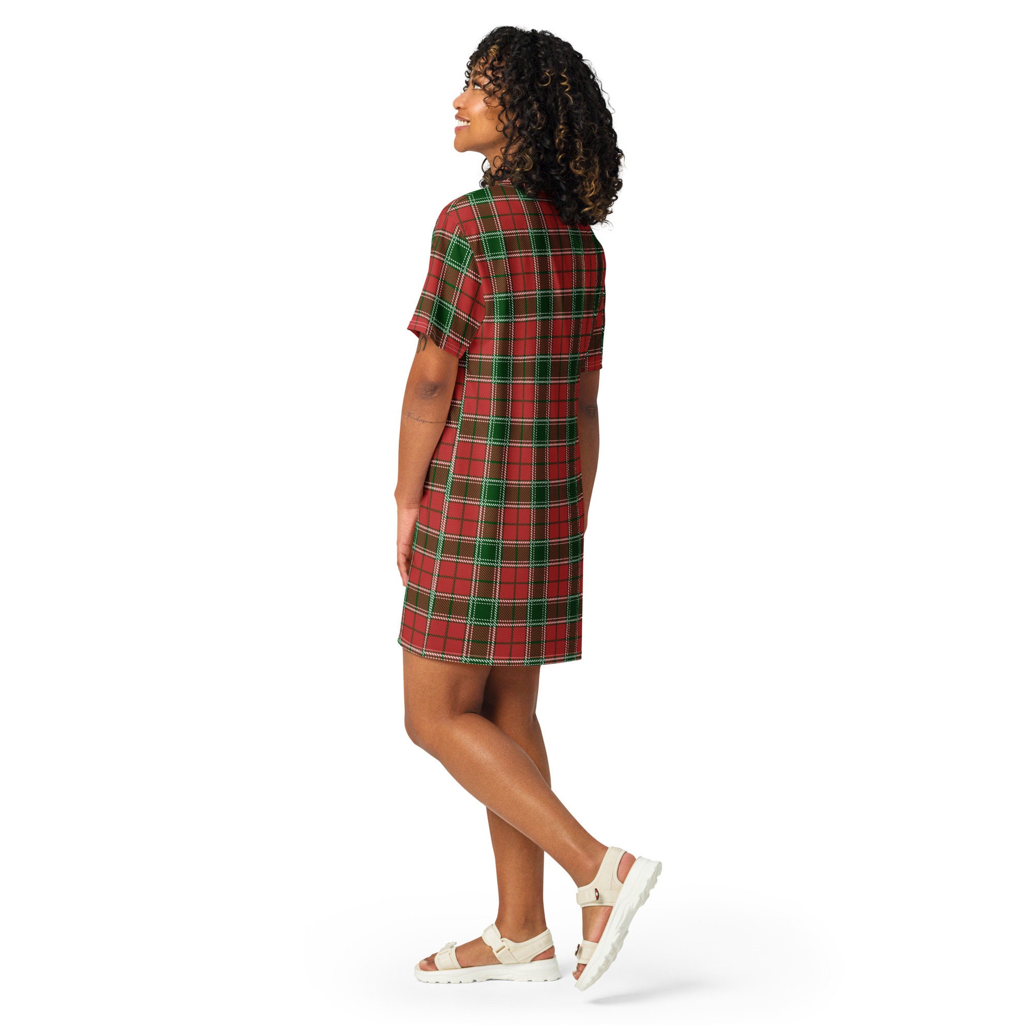 Christmas Holiday T-shirt Dress Women, Festival Fashion Aesthetic Plaid Shirt  Dress, Lounge Wear, All Over Print, Beach Wear, Loose Fit - Etsy