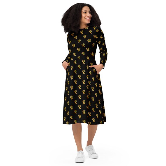 knee length dresses for ladies Eye of Horus Midi Dress  Girl Meets Dress