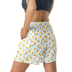 Rubber Ducky Printed Athletic Shorts, All Over Print Gym Workout Shorts, Casual Summer Beach Shorts with Pockets, Rubber Ducky Lover Gift