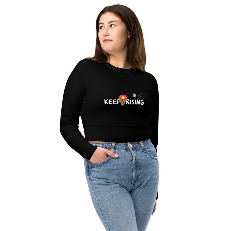 inspirational Recycled long-sleeve crop top