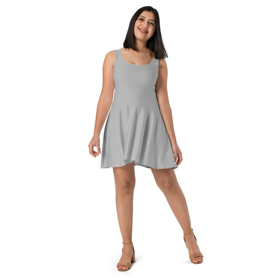 grey skater dresses boohoo Women's Plus Size Brushed Rib Off Shoulder Skater Dress - Grey