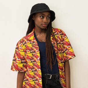 Racing Theme Unisex Button Down Shirt, All Over Print Casual Aesthetic Shirt, Racing Fan Shirt, Hippie Collared Shirt, Gift for Him Her