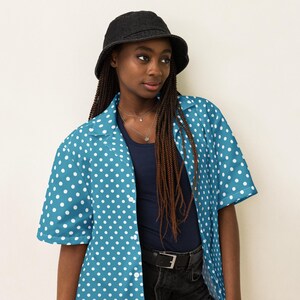 Polka Dotted Unisex Button Down Shirt, All Over Print Casual Aesthetic Shirt, Soft Colorful Dotted Shirt, Comfy Hippie Collared Shirt, Gift