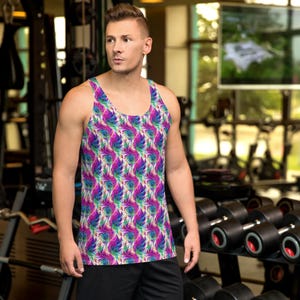 Peacock Feathers Bird Printed Tank Top, Animal Gym Yoga Fitness Graphic Tank Top for Men, Summer Beach Hawaiian Top, Peacock Lover Gift