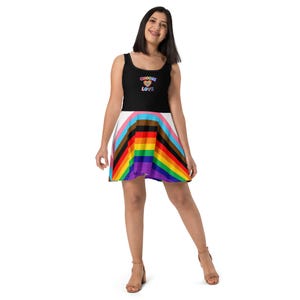 Gay Pride Skater Dress, Women Skater Dress, LGBTQ Skater Dress, Gay Pride Flag Dress, Lesbian Pride Skater Dress, Cute Colorful Dress