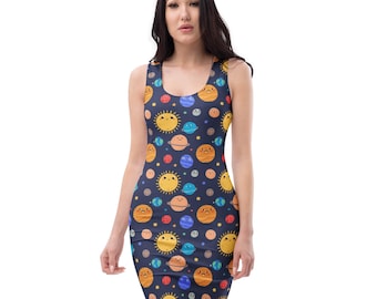 galaxy print bodycon dress UV Glow Galaxy Print One Shoulder Fan Sleeve Bodycon Dress