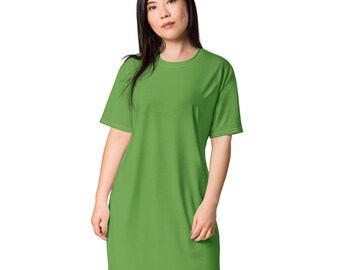Solid Green Printed T-shirt Dress for Women, Cute Aesthetic Fashion Shirt Dress, All over Print, Loungewear, Aloha Hawaiian Beach Dress Solid Green Printed T-shirt Dress for Women, Cute Aesthetic Fashion Shirt Dress, All over Print, Loungewear, Aloha Hawaiian Beach Dress