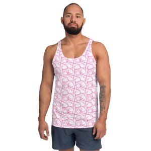 Pink Comics Books Superhero Printed Men&#39;s Tank Top, DC Superhero AOP Gym Workout Tank, Comics Lovers Gifts, Fitness Top, Gym Gifts for Him