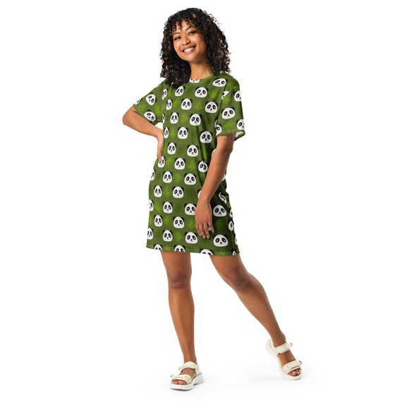 Panda Bears Printed T shirt Dress for Women Panda Lover Gift Aesthetic Fashion Dress Shirt Cute Loungewear Shirt Casual Beach Dress Etsy