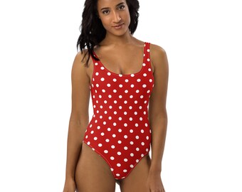 Polka Dot Bedruckter Badeanzug, Einzigartiger Einteiler-Badeanzug für Damen, bunt bedruckter Badeanzug, Damen-Bademode-Badeanzug, Geschenke für Sie