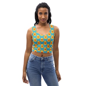Rubber Ducky Printed Women Tank Top, Ruber Ducky Lovers Gift, Gym Workout Crop Top Shirt, Fitness Tops, Summer Beach Tank, Everyday Wear