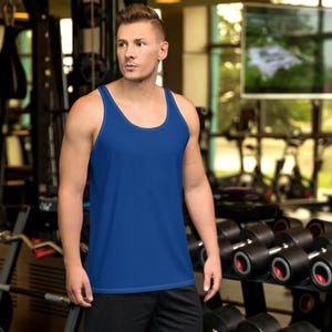 Solid Royal Blue Men&#39;s Tank Top, Gym Workout Fitness Sleeveless Tank Top Shirt, Bodybuilding Training Tank, Summer Top, Boyfriend Gifts