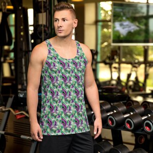 Peacock Feathers Bird Printed Tank Top, Animal Gym Yoga Fitness Graphic Tank Top for Men, Summer Beach Hawaiian Top, Peacock Lover Gift