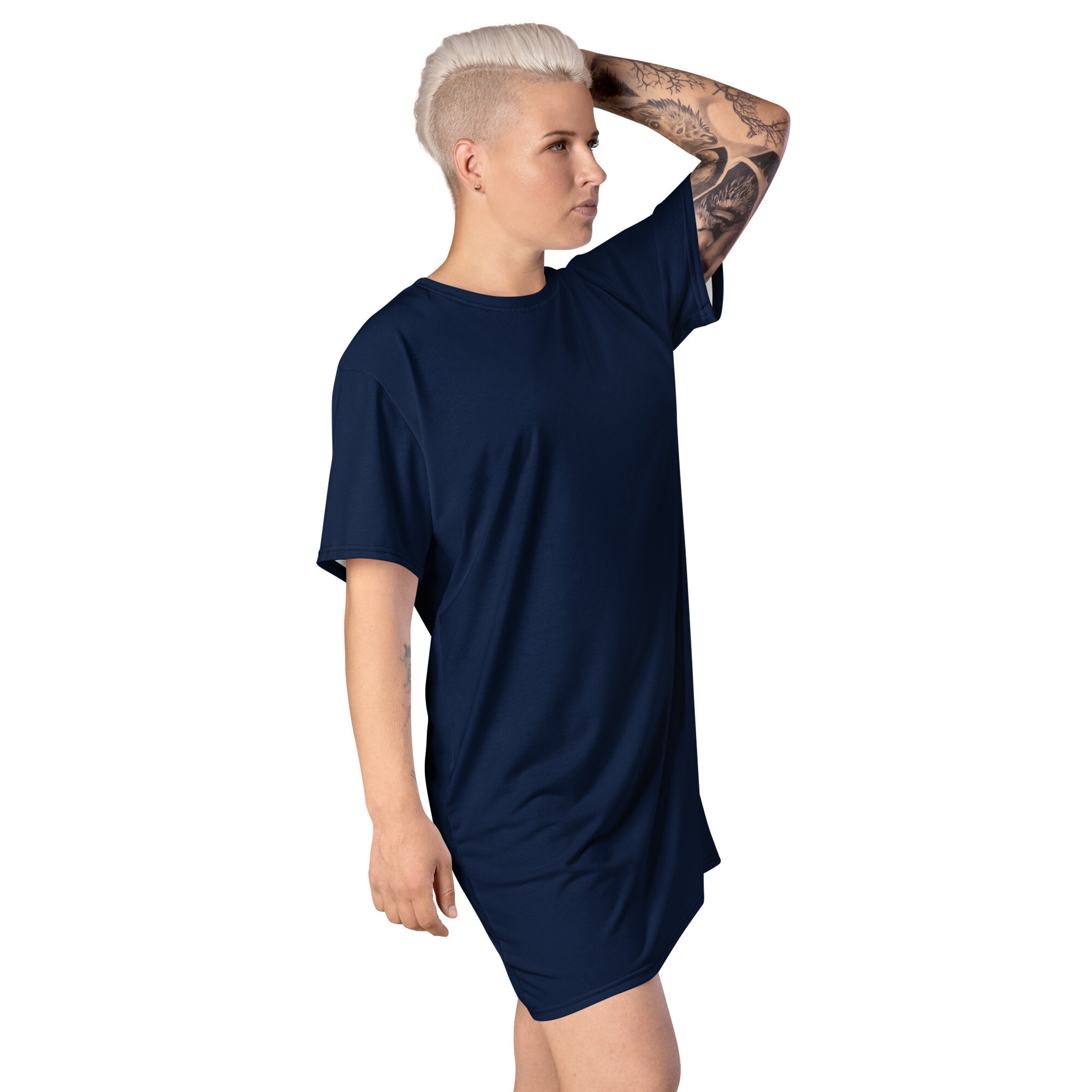 dark blue t shirt dress 4-Ply Silk T-Shirt Dress – Tibi Official main image 0