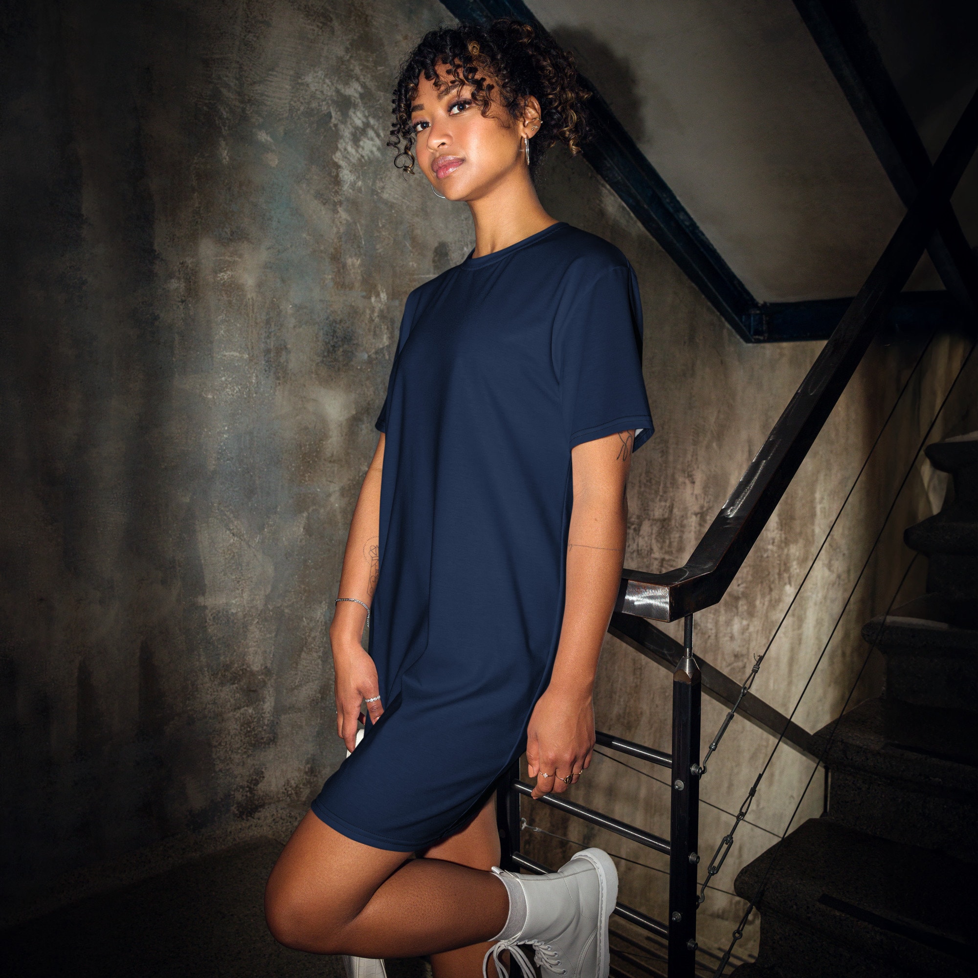 dark blue t shirt dress Ladies - Dark Brown Midi T-Shirt Dress - Size: M