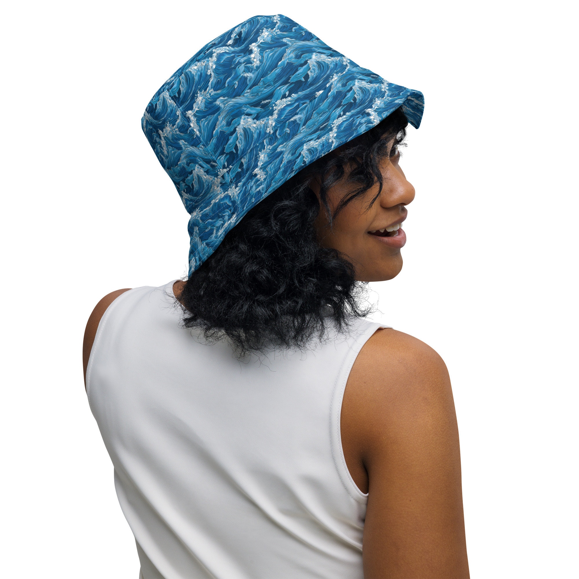 その他 WIND AND SEA IKAT.D PATTERN BUCKET HAT Nautical Dolphin Printed Bucket Hat, AOP Reversible Beach Hat