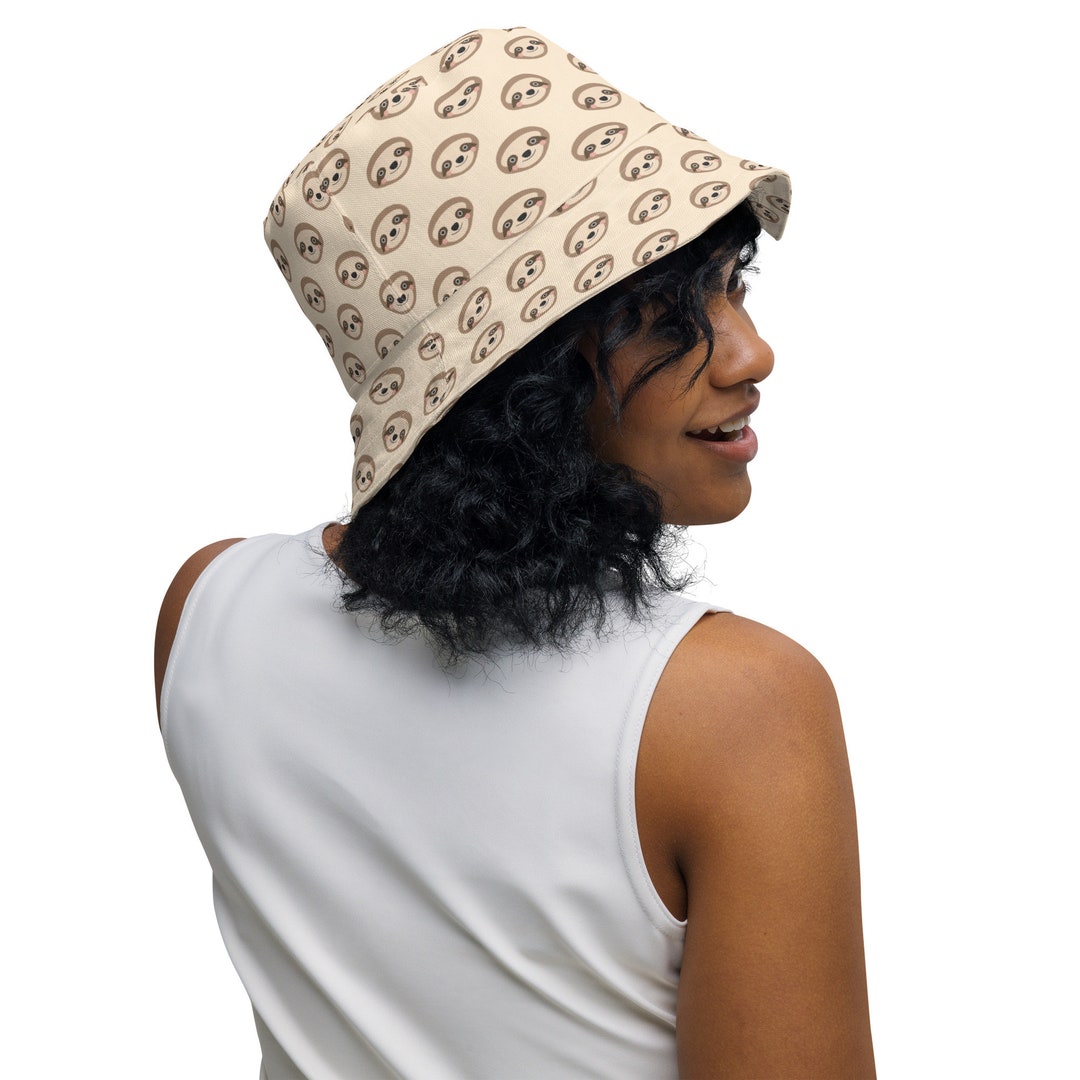 Sloths Animal Print Reversible Bucket Hat, Casual Summer Beach Hat ...