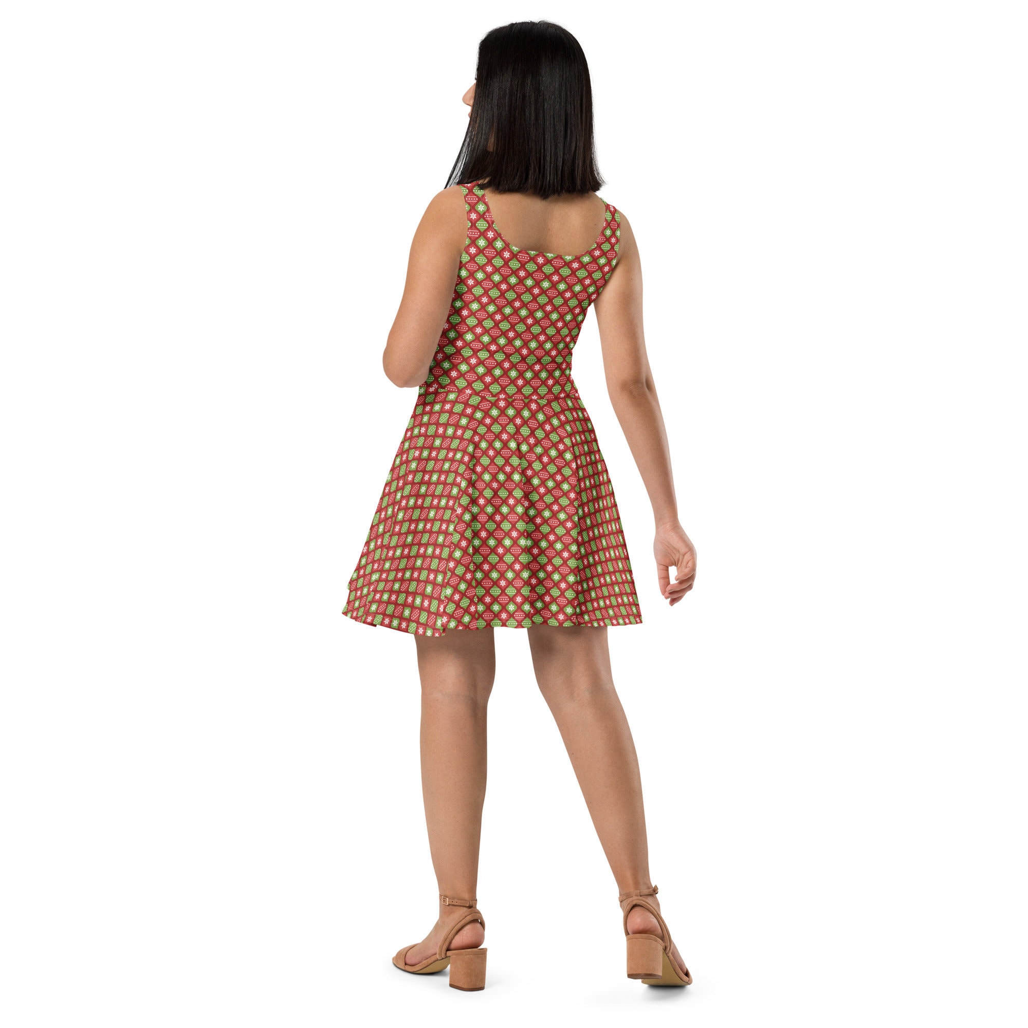 ladies christmas skater dress HDE Women's Plus Size Party Dress Ugly Christmas Sweater Long Sleeve Above Knee Skater Dress Fun Holiday Xmas Swing Tunic Dear Santa Bring Wine