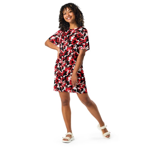 t shirt midi dresses The Shipley Striped T-Shirt Midi Dress in Pink + Red X-Large