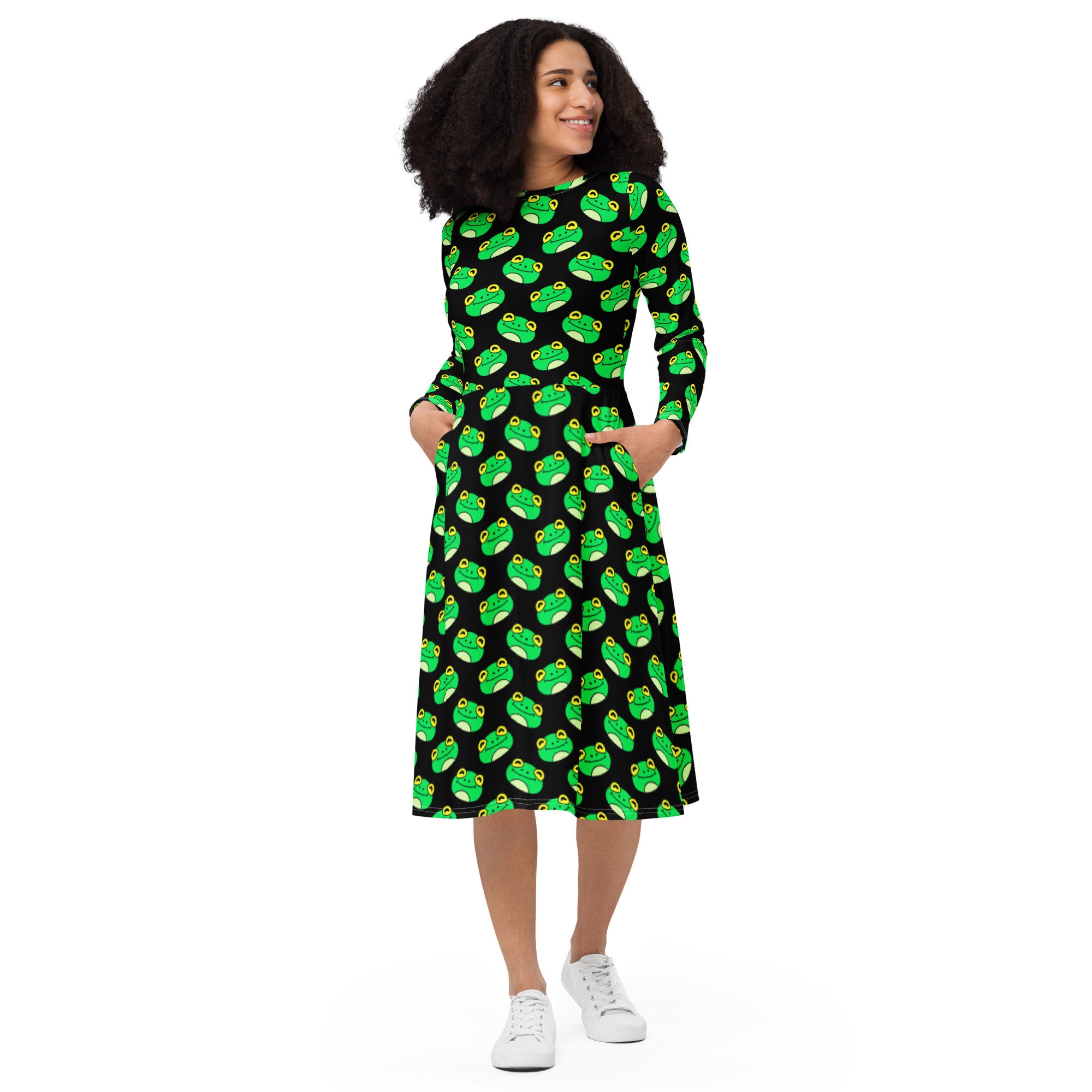 frog dress design This Froggy Fun dress combines playful style with comfort, thanks to its soft cotton material. The cute frog design adds a touch of whimsy, making it perfect for any little fashionista. With