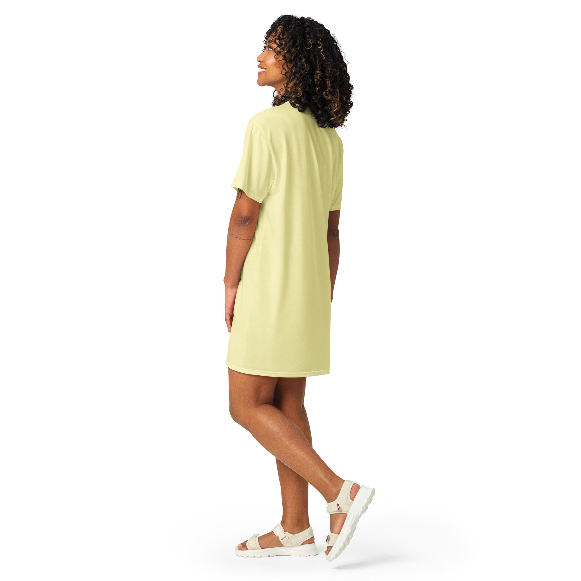 yellow t shirt dress for women Women's Short Sleeve Midi T-Shirt Dress