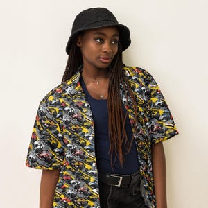 Racing Theme Unisex Button Down Shirt, All Over Print Casual Aesthetic Shirt, Racing Fan Shirt, Hippie Collared Shirt, Gift for Him Her