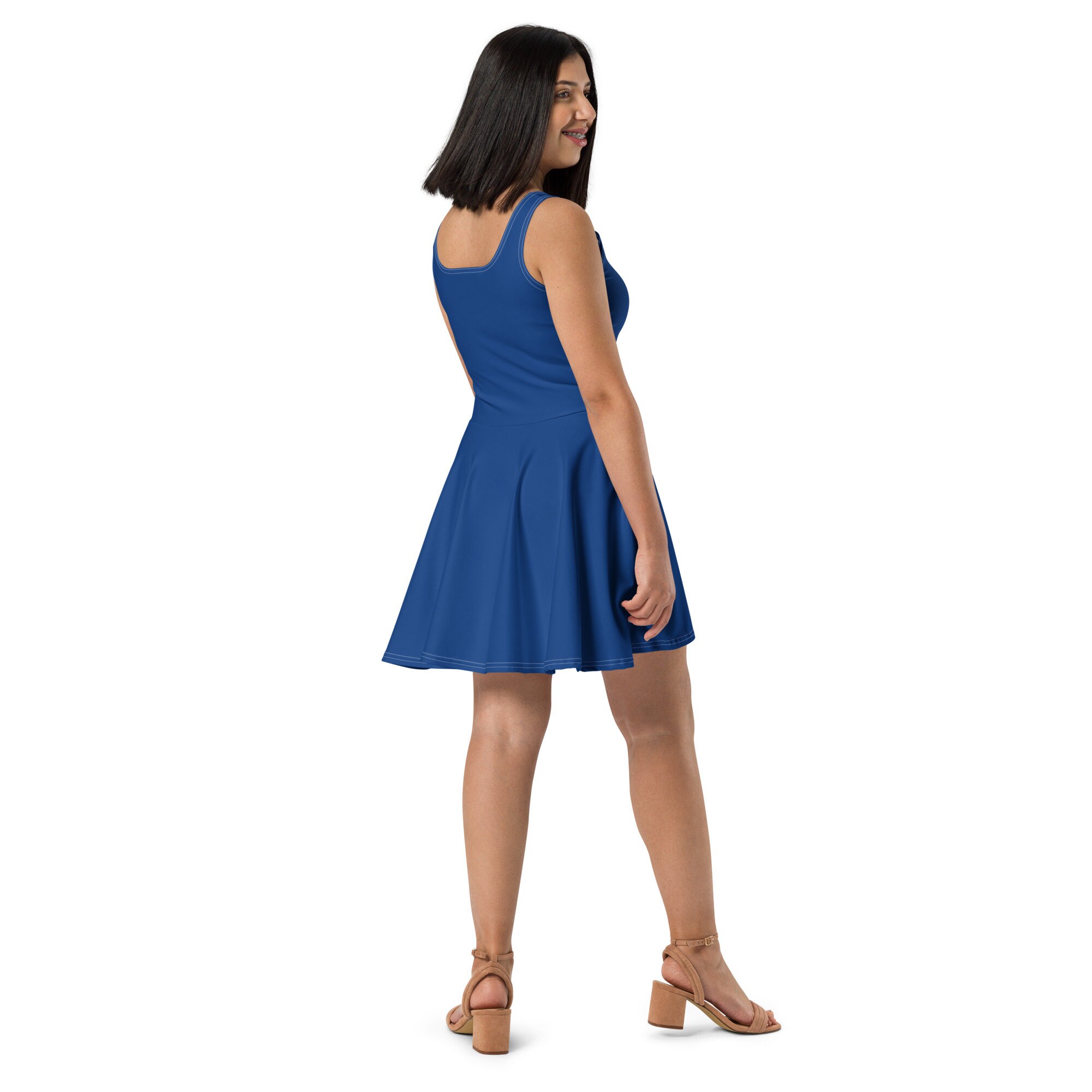 blue skater dresses Evelyn Peasant Style Skater Maxi Dress – REBDOLLS main image 0