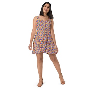 Rainbow Fireworks Skater Dress, Women Skater Dress, LGBTQ Skater Dress, Gay Pride Flag Dress, Lesbian Pride Skater Dress, Colorful Dress