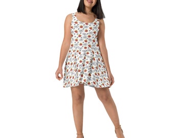 Tigers Lions Printed Skater Dress for Women, Cute Animal Patterned Dress, All Over Print Sleeveless Dress, Unique Plus Size Summer Dress