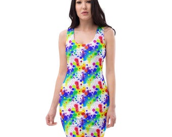 Neon Splatter Paint Bodycon Dress, Y2k Dress, Women's Summer Clothing, Club  Dress - Etsy