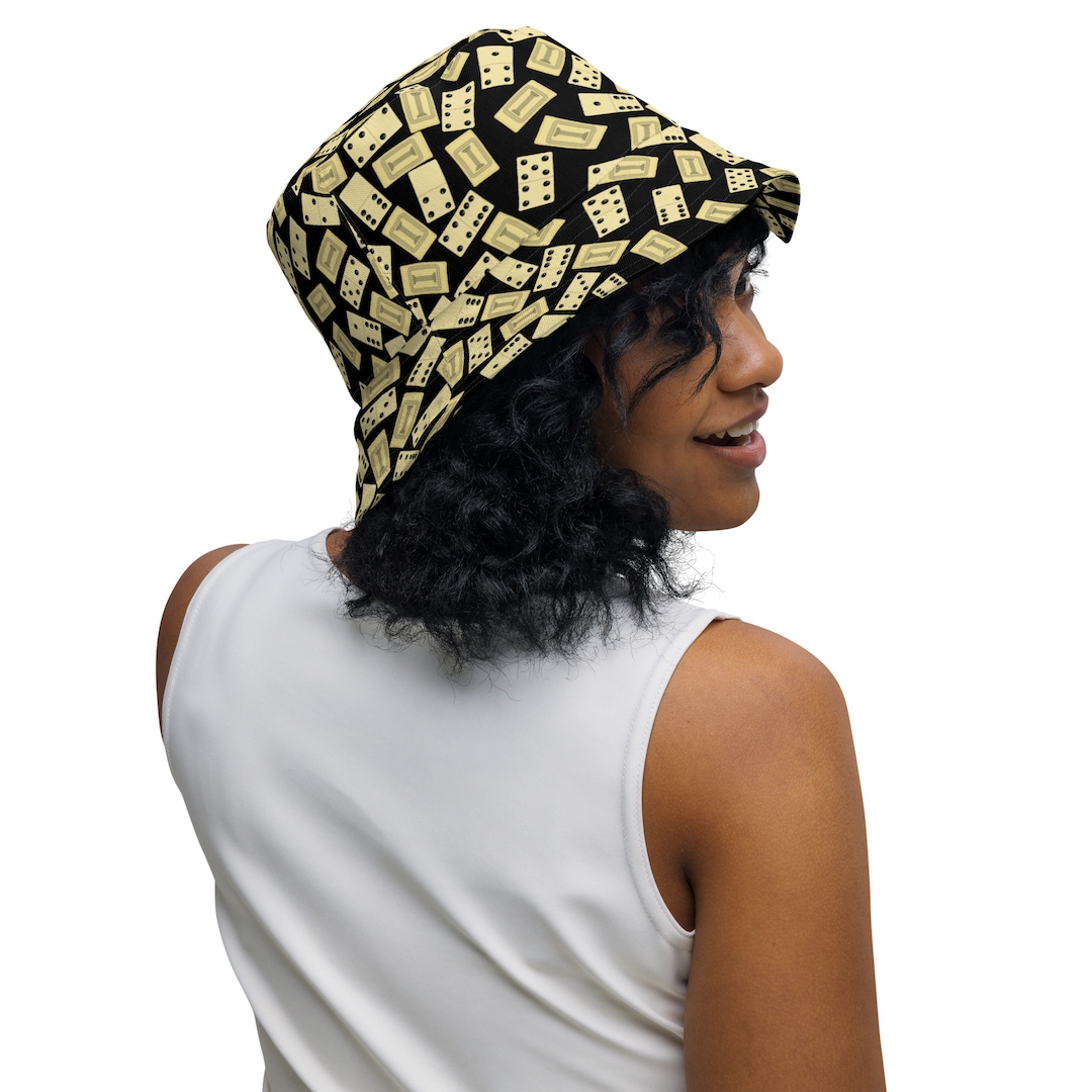 Dominos Printed Reversible Bucket Hat, Aesthetic Summer Beach Sun