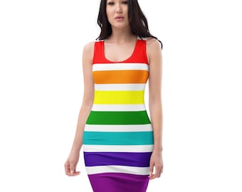 rainbow striped bodycon dress WOW Couture Bodycon Dress Rainbow Variegated Striped Off the Shoulder Back Zip