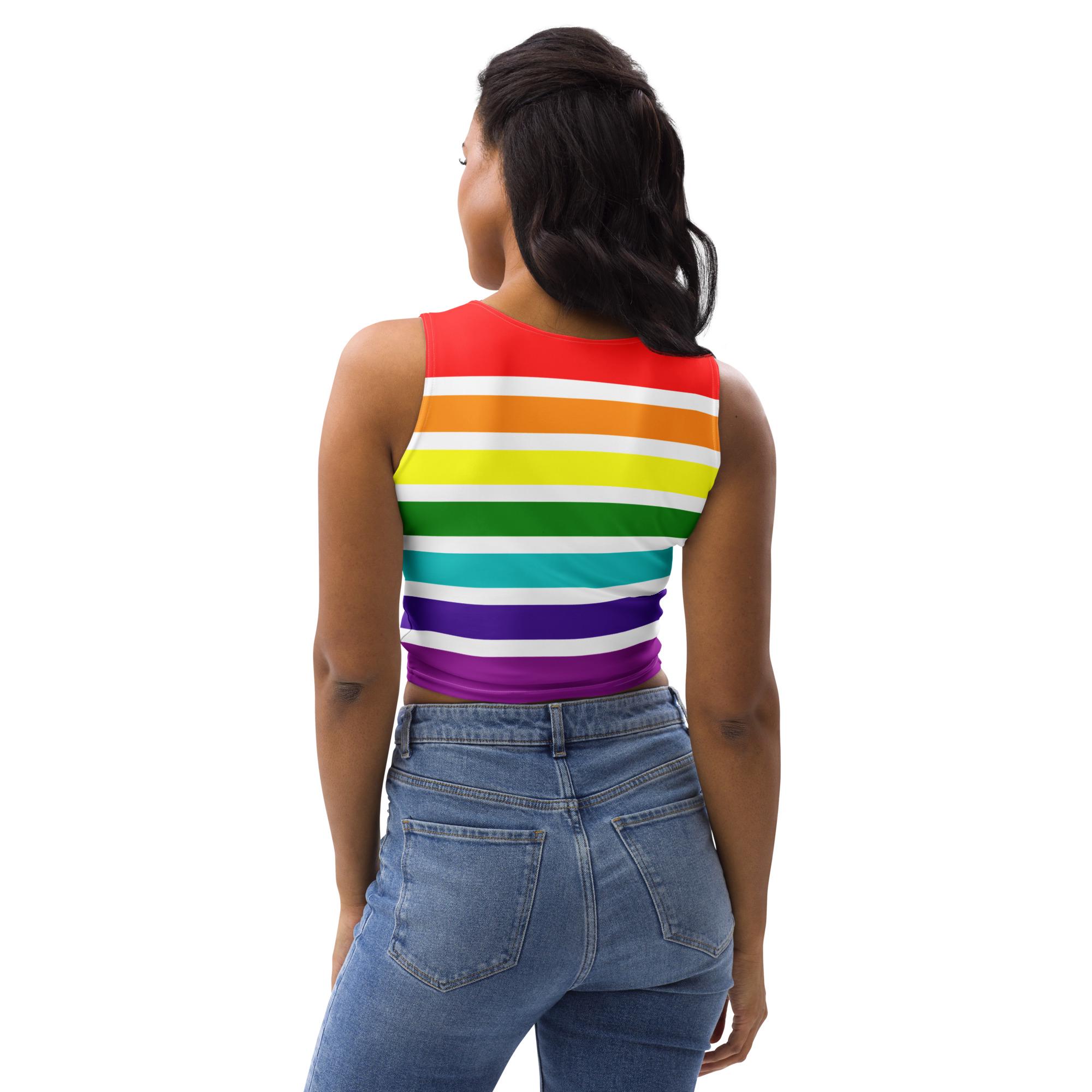【あんな様】Multicolor Stripe TankTop Rainbow Striped Women Tank Top, All Over Print Gym Workout Fitness