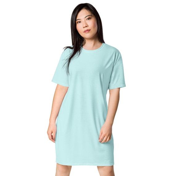 Solid Light Pastel Blue T-shirt Dress for Women, Cute Aesthetic Fashion Shirt  Dress, All Over Print, Loungewear, Aloha Hawaiian Beach Dress - Etsy