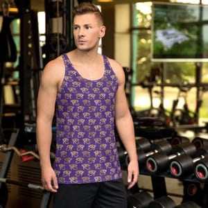 Egypt Eye of Horus Printed Mens Tank Top, Egyptian Gym Workout Tank, Fitness Top, Summer Beach Tank, Everyday Wear, Egypt Gifts for Him