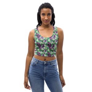 Peacock Feathers Bird Printed Crop Tank Top, Gym Yoga Fitness Graphic Tank Top for Women, Summer Beach Hawaiian Tops, Peacock Lovers Gift
