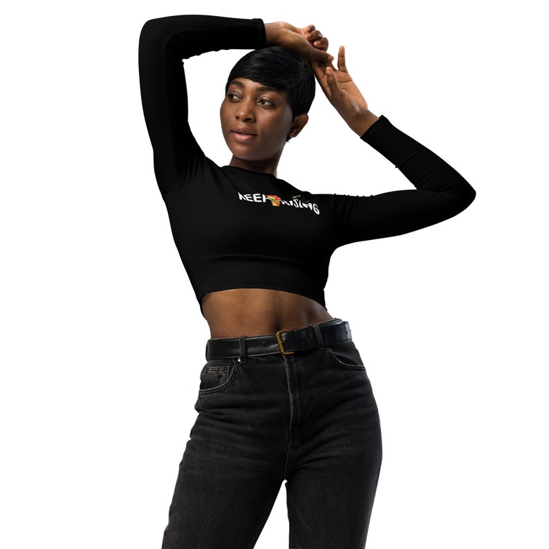 inspirational Recycled long-sleeve crop top