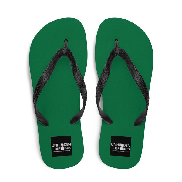 Solid Dark Green Printed Flip Flops, Jewel Green Flip Flops, Colorful Summer Flip Flops, Travel Flip Flops, Sandals/Shoes, Gifts for Him Her