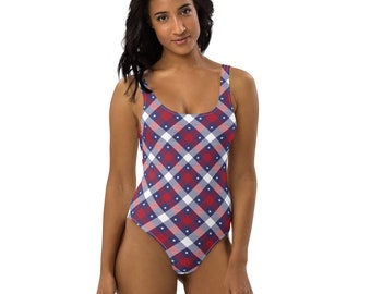 USA Flagge Vaterländischer Gedruckter Badeanzug, Einzigartiger einteiliger Badeanzug für Frauen, Bunte Bademode für Frauen, 4. Juli Geschenke für Sie