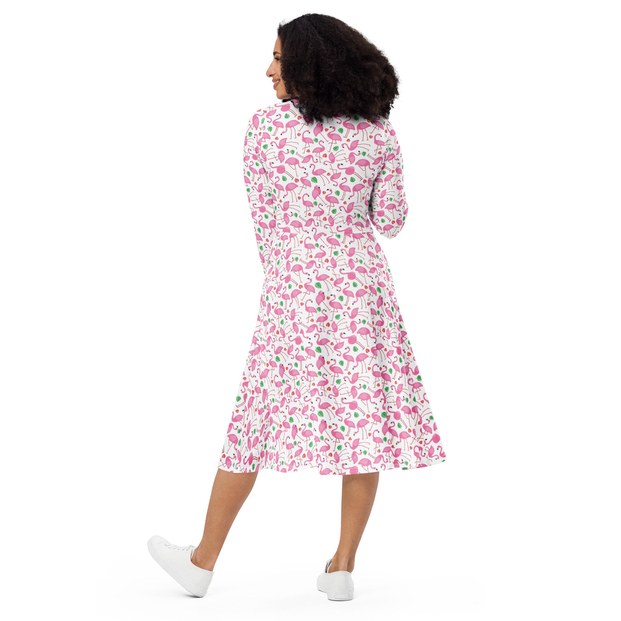 D Ring Sleeve Dress in Flamingo C/D