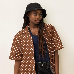 Polka Dotted Unisex Button Down Shirt, All Over Print Casual Aesthetic Shirt, Soft Colorful Dotted Shirt, Comfy Hippie Collared Shirt, Gift