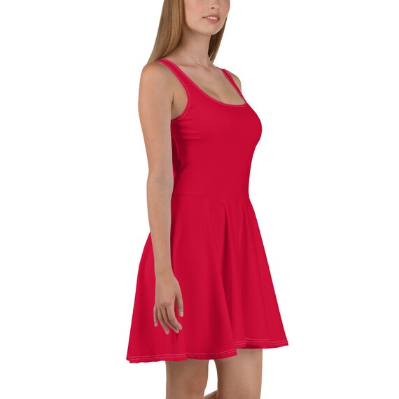 solid skater tank dress Women's Casual Solid Color Sleeveless Bubble Hem Spliced Mini Tank Dress In BLACK